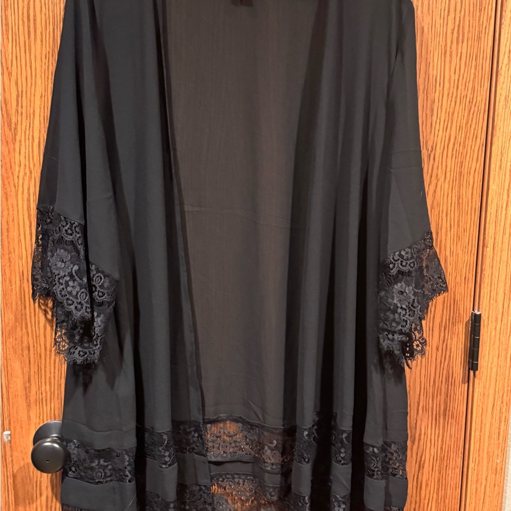 Elegant Black Lace Kimono